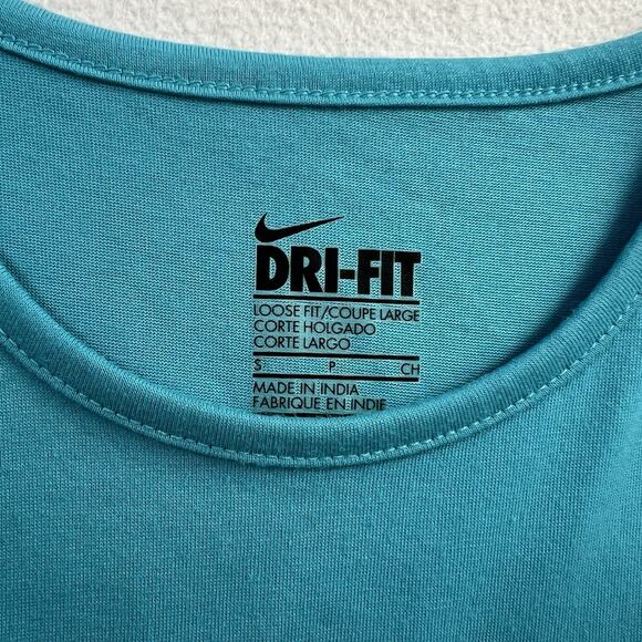 2 Nike Women Dri-Fit Blue Black Spell Out Swish Logo Athletic Tank Top Lot S - Picture 4 of 9